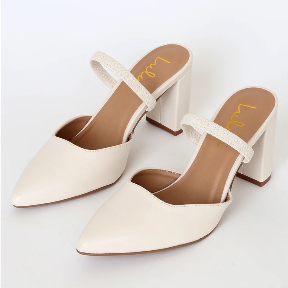 COPY - Lulus Maryna off white pointed toe mules. Size 7.5